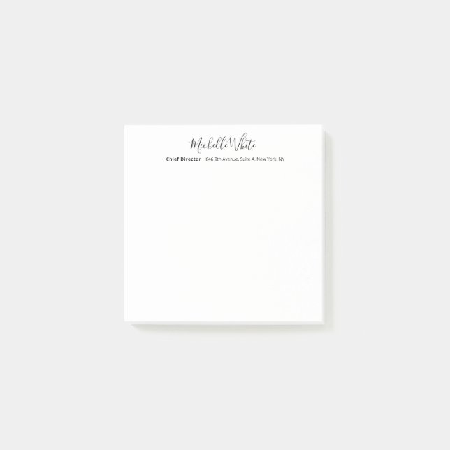 Bloco De Notas Elegante Branco Profissional Moderno Simples (Frente)