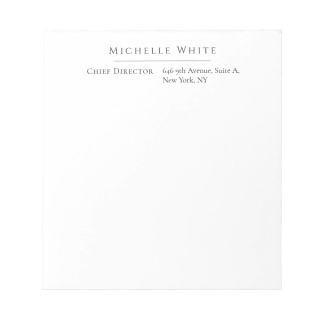 Bloco De Notas Elegante Branco Profissional Moderno Simples (Frente)