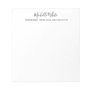 Bloco De Notas Elegante Branco Simples Profissional Moderno