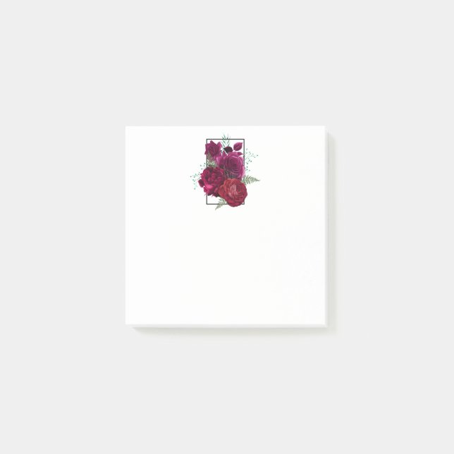 Bloco De Notas Elegante Buquê Floral Rosa Magenta (Frente)