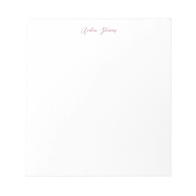 Bloco De Notas Elegante Caligrafia Dourada Rosa Nome Branco (Frente)