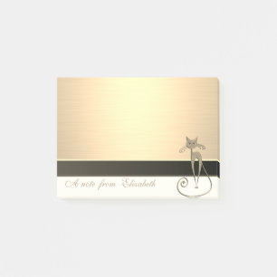 Bloco De Notas Elegante Chic Estilo Feminino, Falso Ouro, Gato