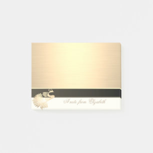 Bloco De Notas Elegante Chic Estilo Feminino ,Falso Pavão Dourad