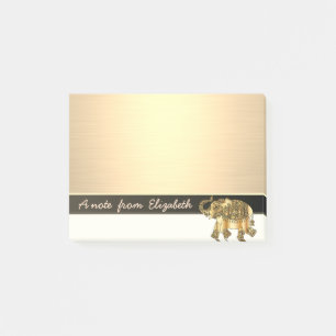 Bloco De Notas Elegante Chic Estiloso Menina, Elefante em Ouro F