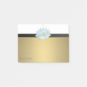 Bloco De Notas Elegante Chic Feminino Falso Lotus Dourado