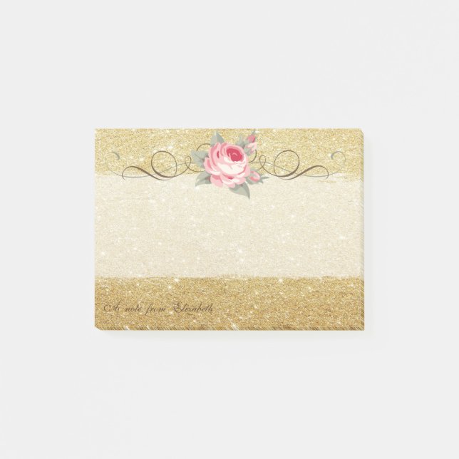 Bloco De Notas Elegante, Chique, Rosa, Brilhante (Frente)
