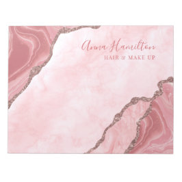 Bloco De Notas Elegante Cream Blush Pink Agate Geode Business