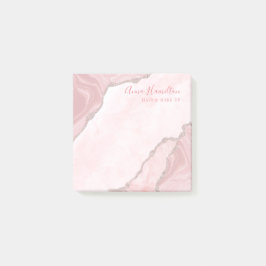 Bloco De Notas Elegante Cream Blush Pink Agate Geode Business
