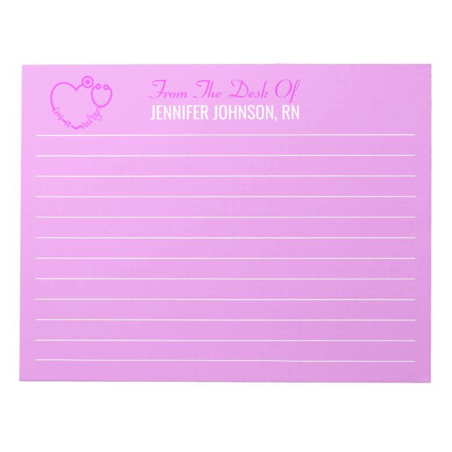 Bloco De Notas Elegante Da Mesa Do Nome Do Estetoscópio De Enferm (Frente)