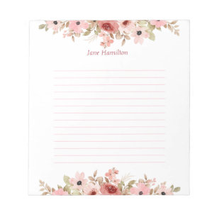Bloco De Notas Elegante de Flor Rosa ELLE