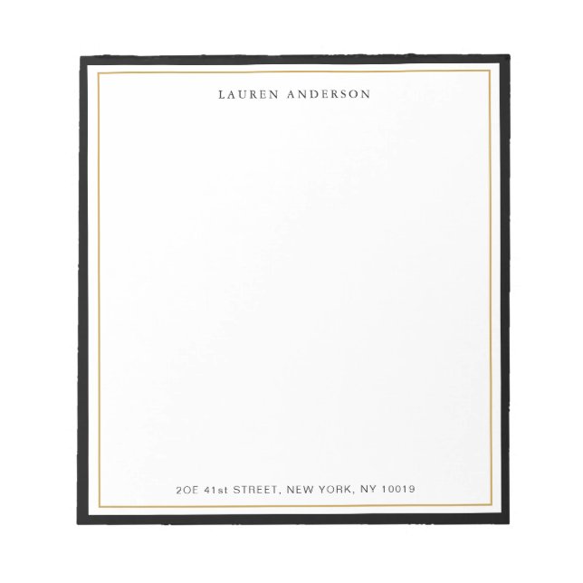 Bloco De Notas Elegante, Dourada de Gama e Borda Negra (Frente)