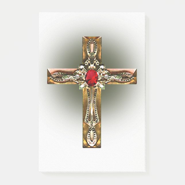 Bloco De Notas Elegante Dourado e Ruby Cross (Frente)