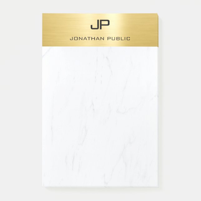 Bloco De Notas Elegante Dourado Marble Moderno, Modelo minimalist (Frente)