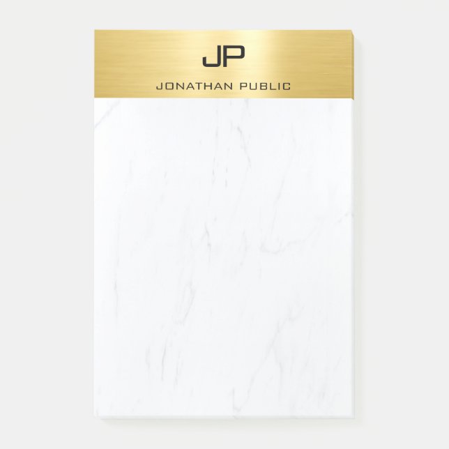 Bloco De Notas Elegante Dourado Marble Simple Modern Trendy Model (Frente)