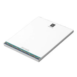 Bloco De Notas Elegante Dourado Wave Blue Teal Business