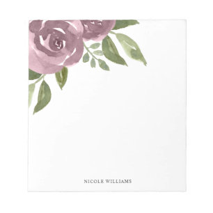 Bloco De Notas Elegante Dusty Mauve Watercolor Floral