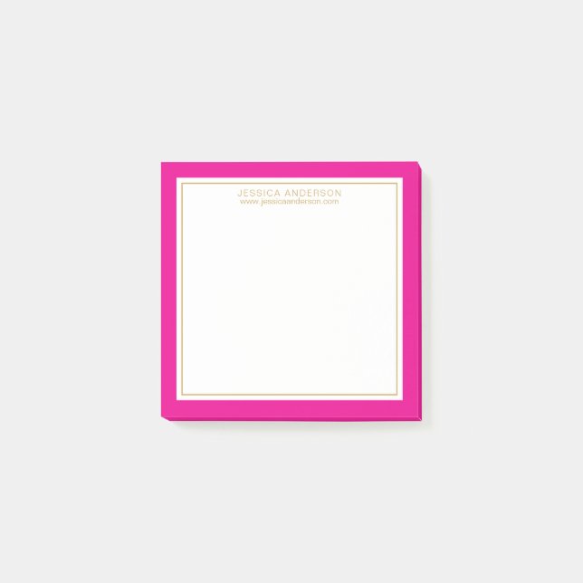 Bloco De Notas Elegante e Girly Magenta/Branco/Personalizado Dour (Frente)