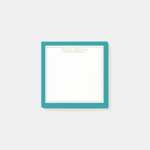 Bloco De Notas Elegante e moderno Teal/Branco/Dourado Personaliza