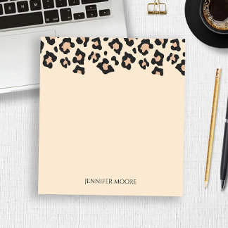 Bloco De Notas Elegante Estampa de Leopardo Guepardo Marrom Preto