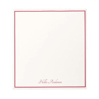 Bloco De Notas Elegante Estilo Marfim & Vermelho Moderno