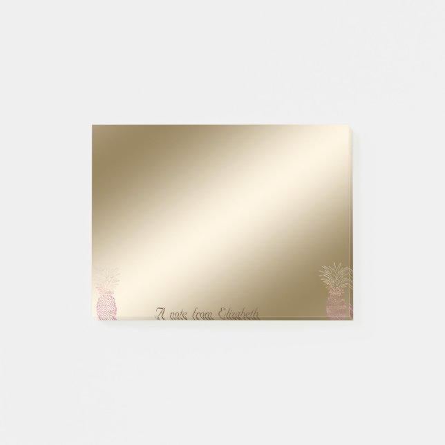 Bloco De Notas Elegante, Estiloso, Feminino, Abacaxi (Frente)