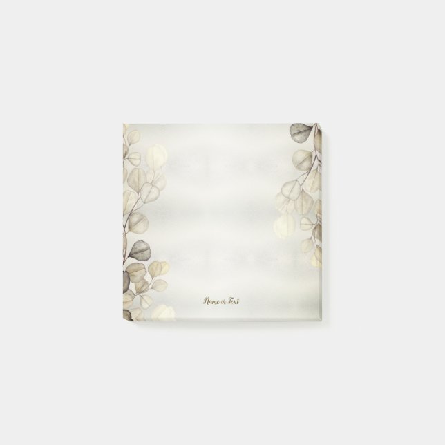 Bloco De Notas Elegante Eucalyptus Foliage Shiny Ouro de Aquarela (Frente)