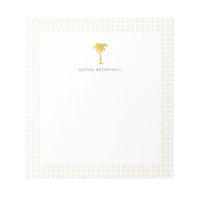 Bloco De Notas Elegante Faux Dourada Palm Tree (Frente)