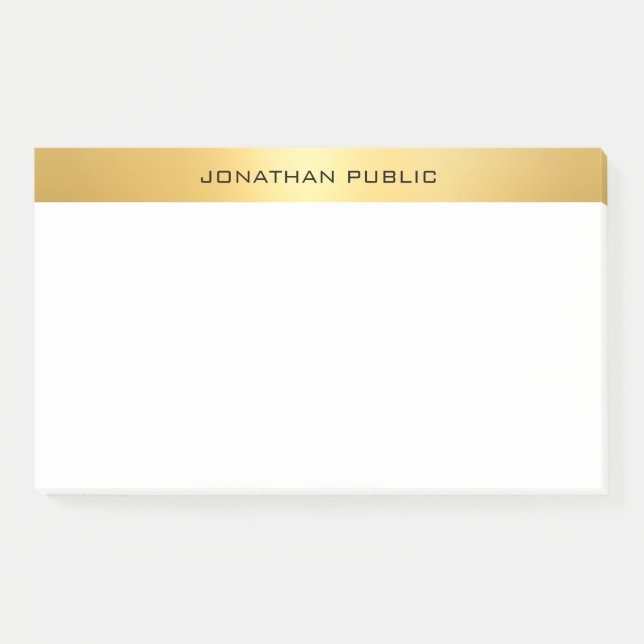 Bloco De Notas Elegante Faux Dourado Modelo moderno profissional (Frente)