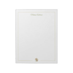 Bloco De Notas Elegante Fleur de Lys floral personalizada nome
