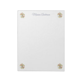 Bloco De Notas Elegante Fleur de Lys floral Personalizado Nome