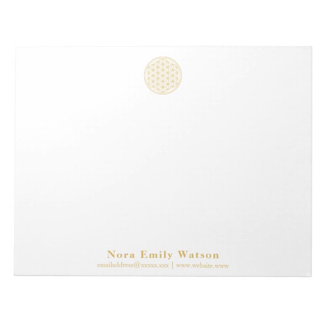 Bloco De Notas Elegante Flor da Vida Dourada Profissional Grande (Frente)