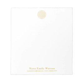 Bloco De Notas Elegante Flor de Vida Dourada Profissional 