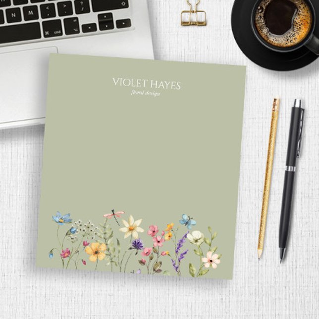 Bloco De Notas Elegante Flor Silvestre Floral Personalizado (Criador carregado)