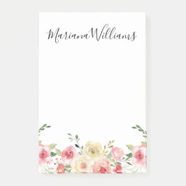 Bloco De Notas elegante floral rosa água-marinha moderno