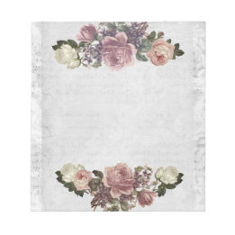 Bloco De Notas Elegante Floral Vitoriano Preto e Branco