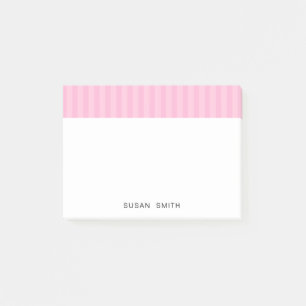 Bloco De Notas Elegante Girly Pink Rose Stripes