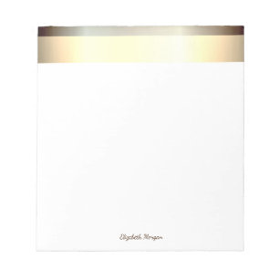 Bloco De Notas Elegante Gold Estiloso, Listras - Personalizado