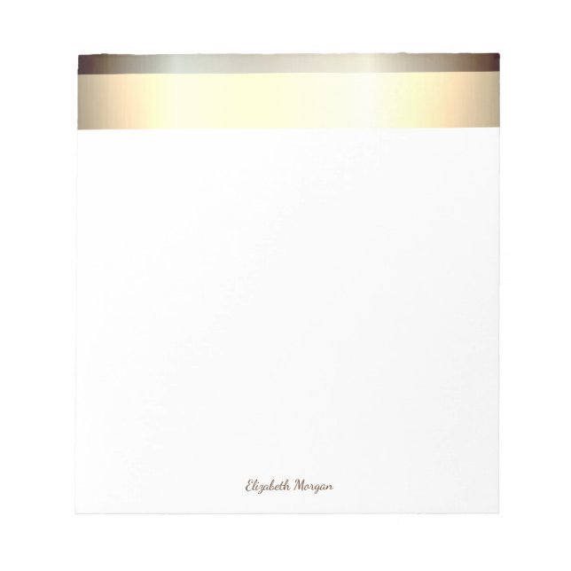 Bloco De Notas Elegante Gold Estiloso, Listras - Personalizado (Frente)