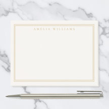 Elegante Marfim Dourado Minimalista Duas Bordas