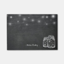 Bloco De Notas Elegante Mason Jar Vintage String Luzes Chalkboard
