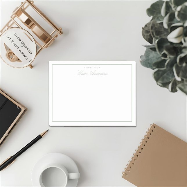Bloco De Notas Elegante Minimal Clássico Script Verde Sálvia (Criador carregado)