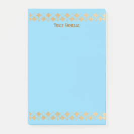 Bloco De Notas Elegante Minimalista Acento Dourado Azul Bebê