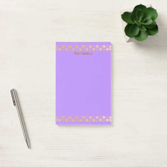 Bloco De Notas Elegante Minimalista Acento Dourado Lavanda (Escritótio)