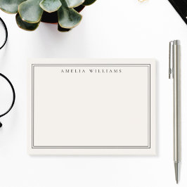 Bloco De Notas Elegante Minimalista Preto e Marfim com Duas Borda