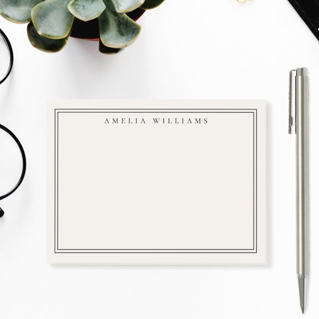 Bloco De Notas Elegante Minimalista Preto e Marfim com Duas Borda (Criador carregado)