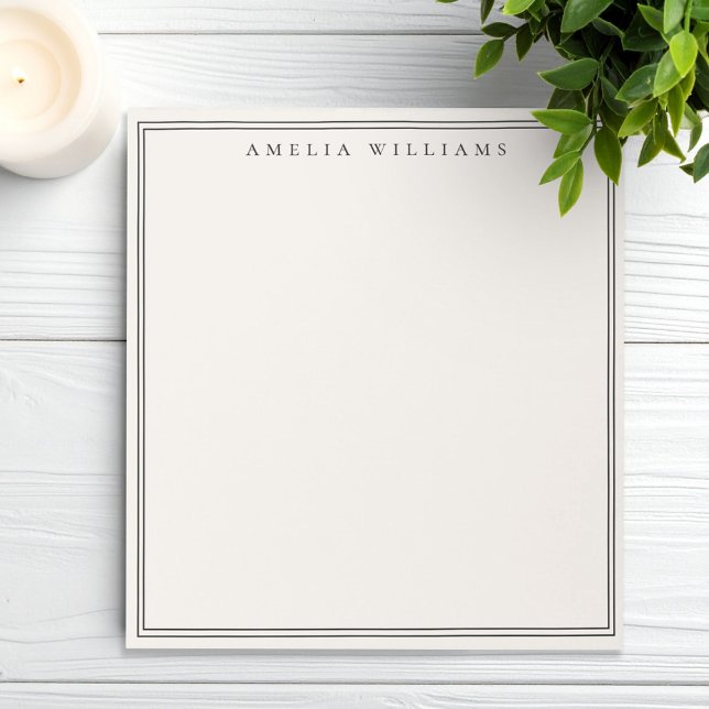Bloco De Notas Elegante Minimalista Preto e Marfim com Duas Borda (Criador carregado)