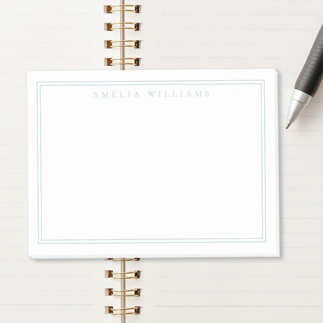 Bloco De Notas Elegante Minimalista Turquesa Duas Bordas (Criador carregado)