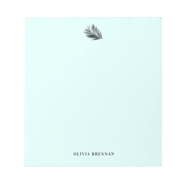 Bloco De Notas Elegante Mínimo Mínimo de Palma Leaf Aqua Design (Frente)
