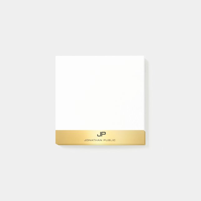 Bloco De Notas Elegante Modelo moderno visual Dourado (Frente)