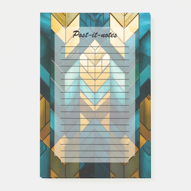 Bloco De Notas Elegante Moderno Abstrato Dourado Verde-geométrico (Frente)